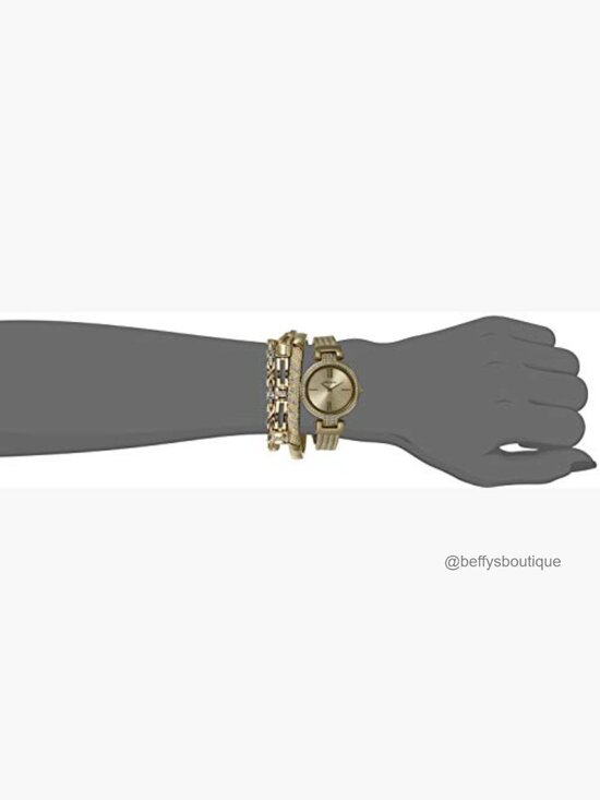 Crystal Accented Watch & Bracelet Set with Diamond Dial